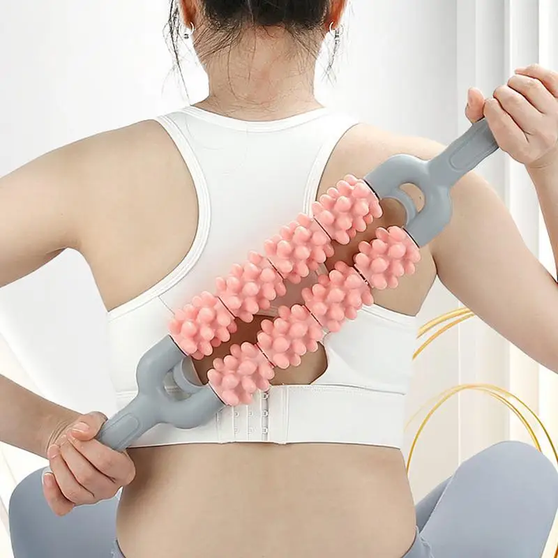 Massage Roller Stick Deep Tissue Relief Tool Manual Massage Roller Relieves Muscle Tightness Comfortable Double Row Roller Leg