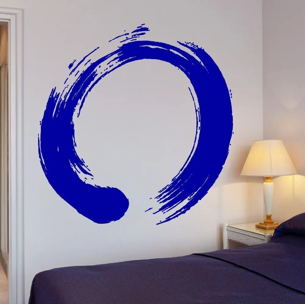 High Quality Vinyl Decal Japan Wall Sticker Circle Enso Zen Buddhasim Calligraphy for Home Art Decoration Wall Mural Y-354