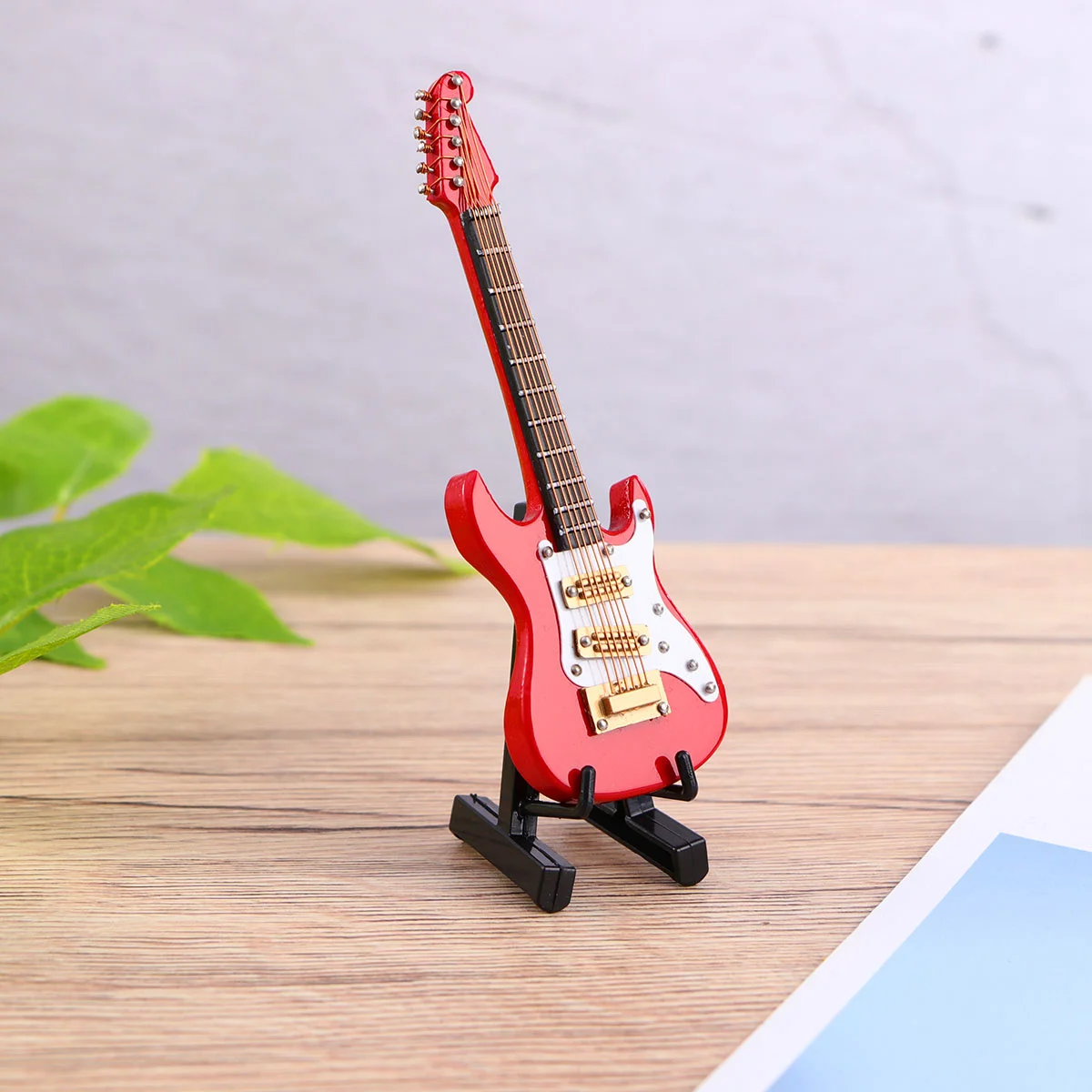 Mini Guitar Decoration Model Christmas Tree Musical Instrument White Wooden Electric