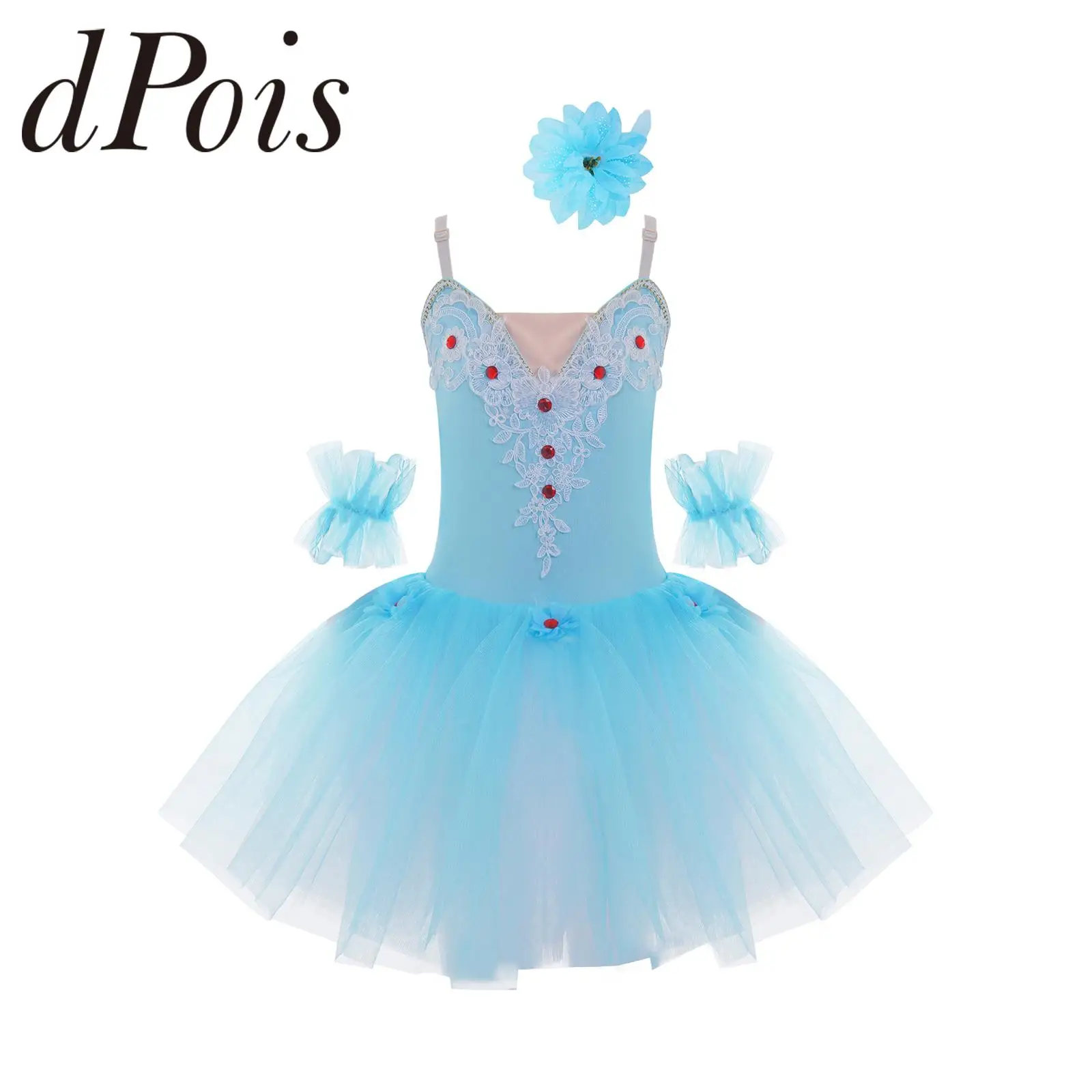 

Kids Girls Floral Tutu Ballet Dress Children's Swan Dance Dress Princess Ballerina Leotard Dancewear Stage Performance Costume