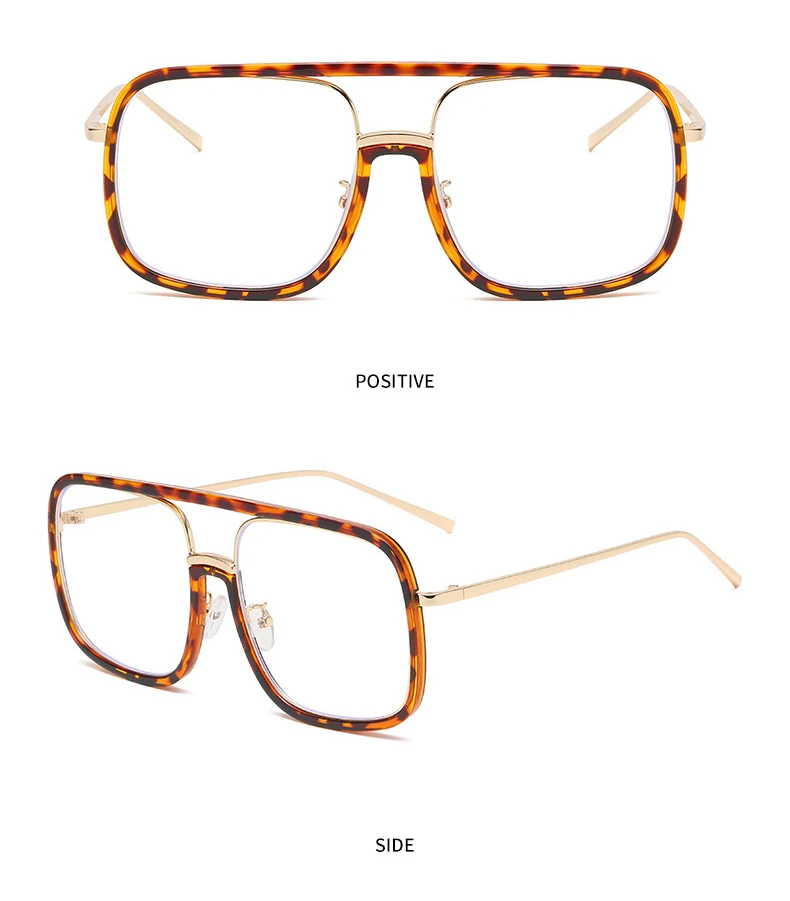 Übergroße Piloten-Sonnenbrille für Damen, Punk-Stil, große Rahmenbrille, modische Retro-Herren-Outdoor-Sonnenbrille, Box-Brille mit Leopardenmuster – Detail 11