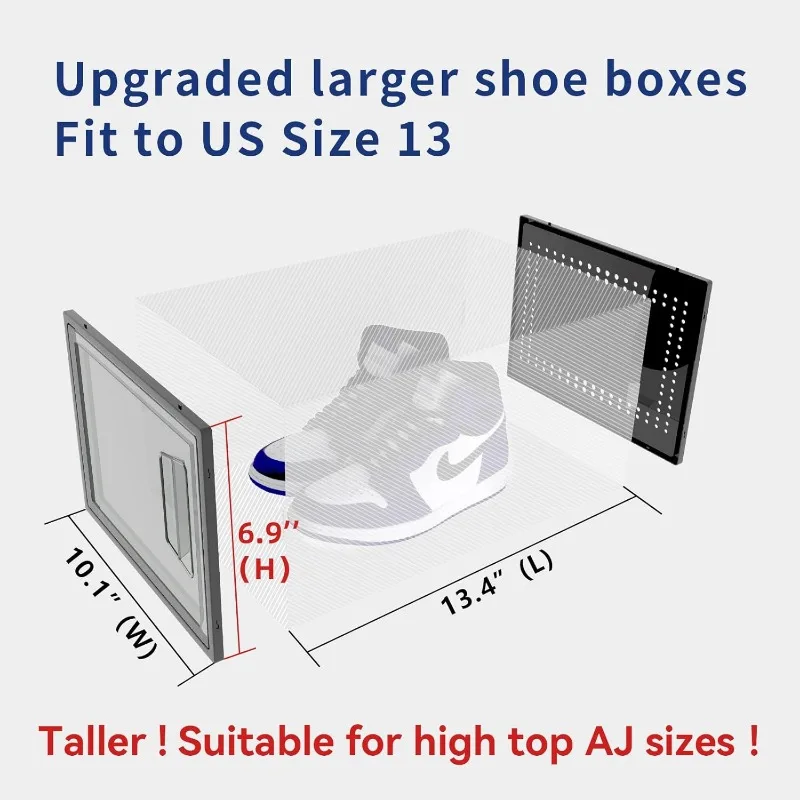 쌓을 수 있는 X-Large 신발 보관함, 옷장 투명 플라스틱 대체 신발거치대, 접이식 내구성 신발 정리함, 12 팩