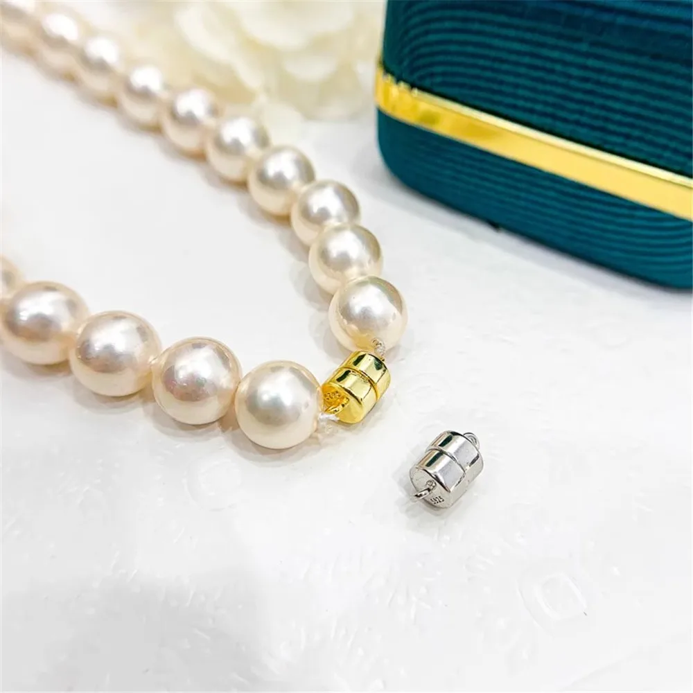 

DIY Pearl Accessories Small S925 Sterling Silver Single Breasted Suction Stone Buckle Bracelet Necklace Sweater Chain Buckle