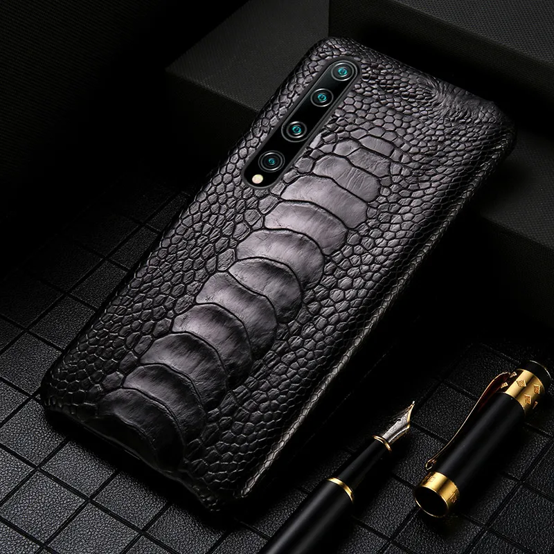 

Чехол из натуральной страусиной кожи для Mi 13T 13 14 12S Ultra 12T 14Pro 11 Poco X6 Pro, чехол для Xiaomi Redmi Note 13 Pro Plus 5G
