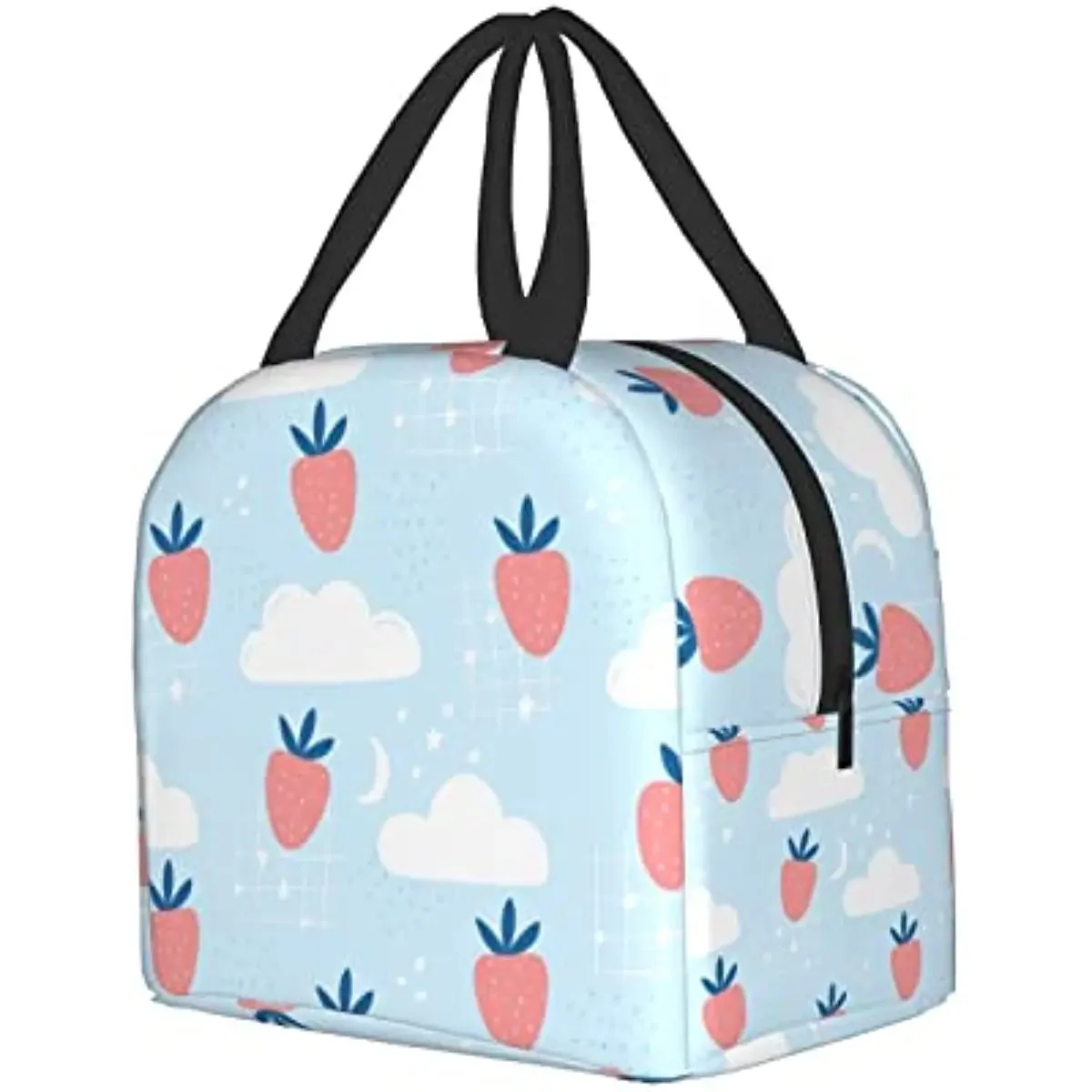 Cute Strawberries and Clouds, Moon and Stars Lunch Bag Reusable Lunch Box, Reusable Insulated Container, Shopping Bag