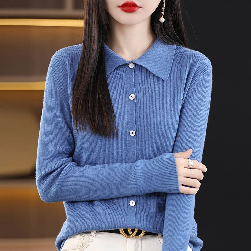 Women Cardigan Cashmere Wool Sweater 2023 New High Elasticity Sweater Knit Jacket Female Soft Basic Shirt Solid Slim Pull Femme