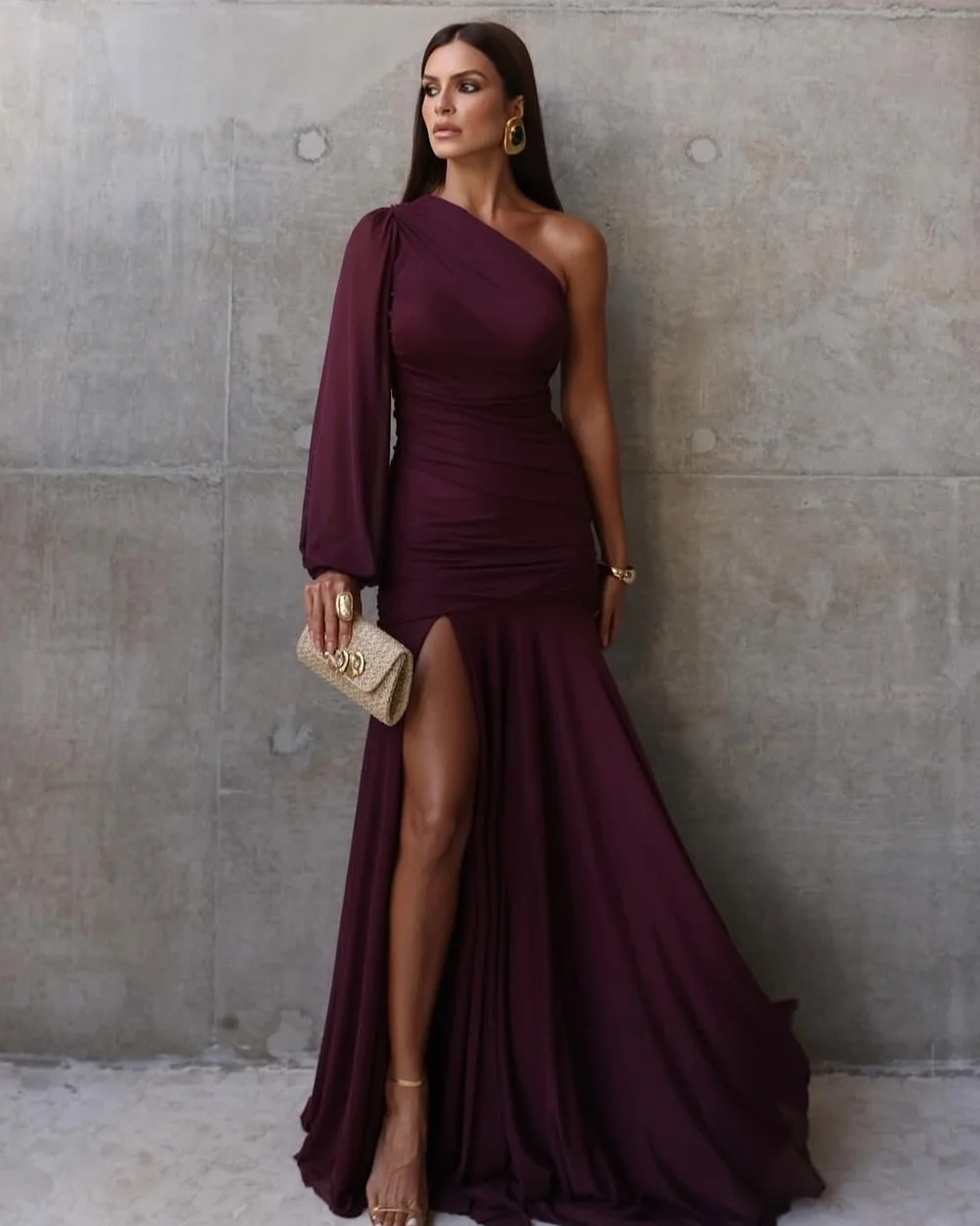 

Customized Sizes Available Retro Chiffon Pleat Ruched Mermaid One-shoulder Long Dresses Bespoke Occasion Dresses Exquisite Sexy