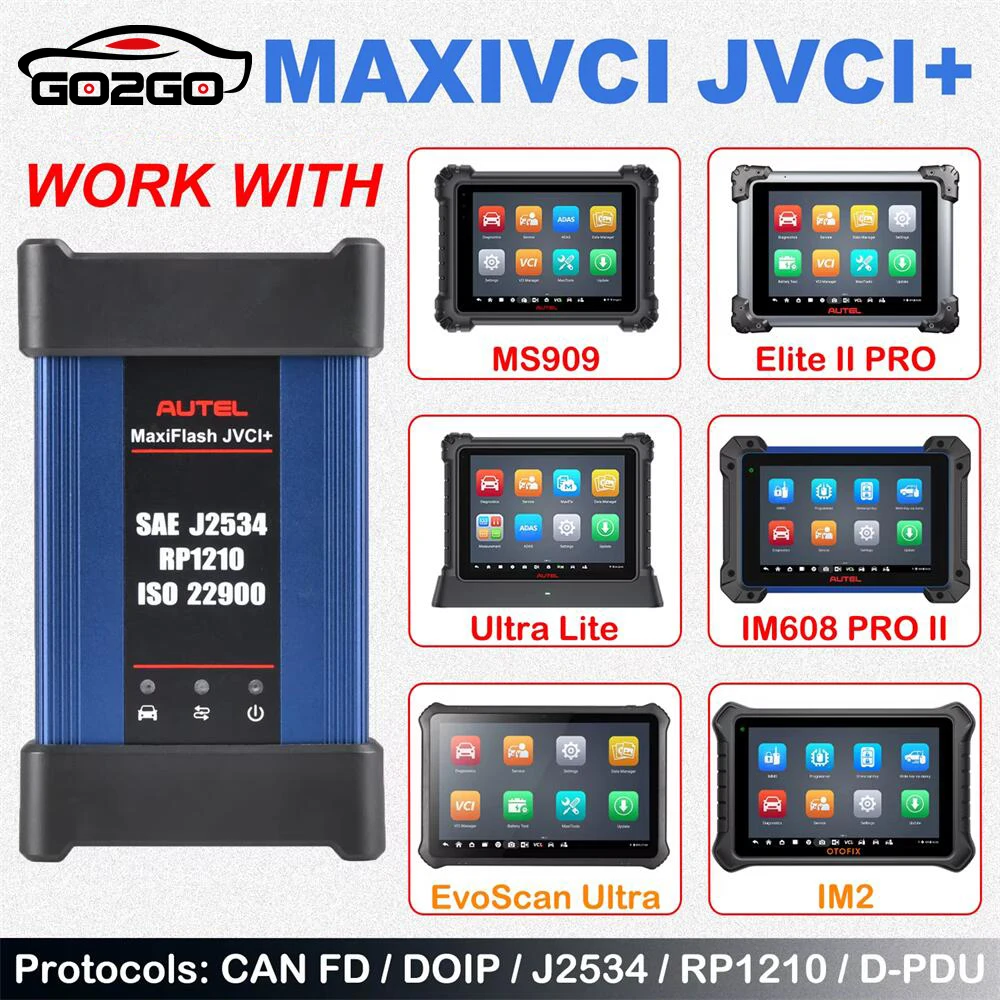 Autel MaxiFlash JVCI+ J2534 Pass-Thru ECU Programming Driver with CAN FD & DoIP Protocol For Autel MaxiIM IM608 II / Laptop / PC