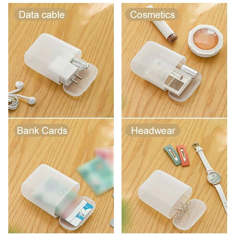 Dustproof Data Cable Storage Box Portable Desktop Mobile Phone Charger Box Transparent Cable Wire Container Drawer Office Home