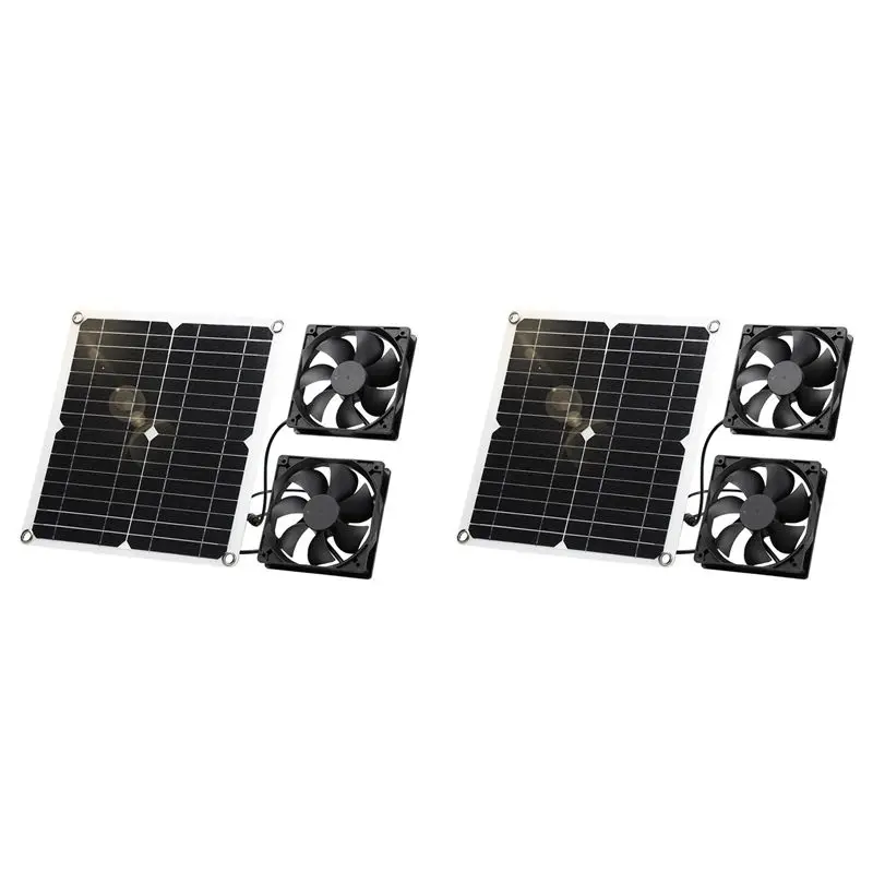 AB42-2X Solar Fan,12 W Solar Panel Fan, Weatherproof,With DC Double Fan For Small Chicken Coops, Greenhouses,Window Exhaust
