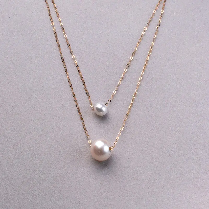 new-pure-18k-gold-necklace-pendant-natural-freshwater-pearl-double-original-design-au750-women's-birthday-gift-x646
