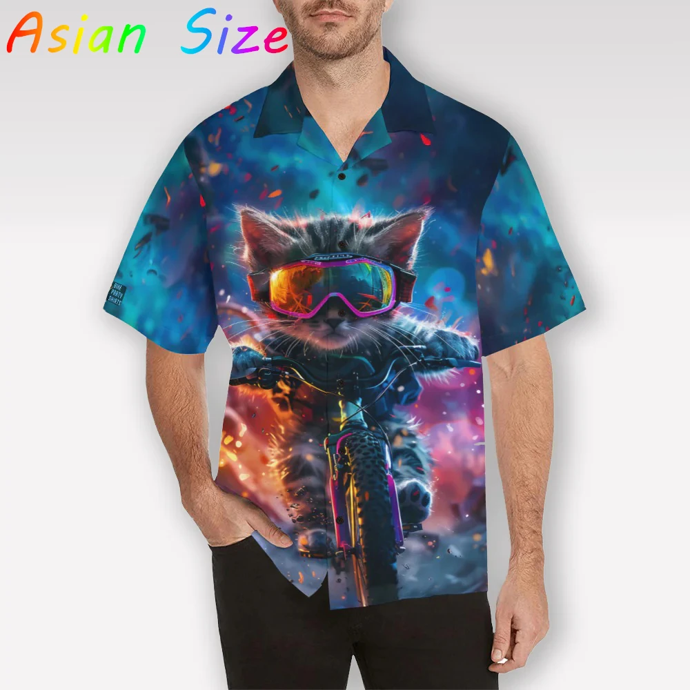 

2025 Hawaiian Shirts Animal Biker 3d Print Shirts Men Women Fashion Beach Shirt Funny Raccoon Cat Graphic Blouses Unisex Camisa