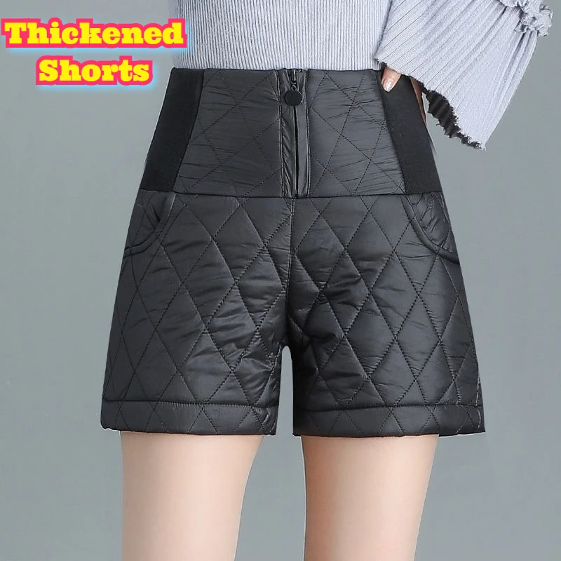 النساء الشتاء الحرارية مبطن السراويل القطن أسفل ريشة صوف مبطن عالية الخصر واسعة الساق قيعان الحرارية الدافئة ملابس خارجية غير رسمية #1