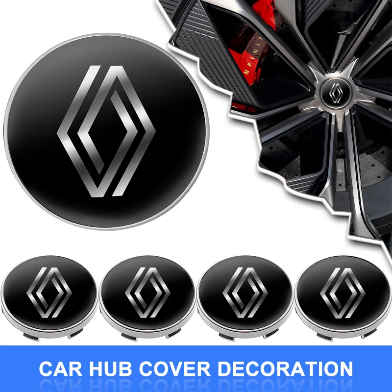 4pc 60mm Car Wheel Center Hub Cap Rim Cover Emblem Sticker For Renault Trafic Austral Clio Captur Laguna 2 Megane 2 3 Duster RS