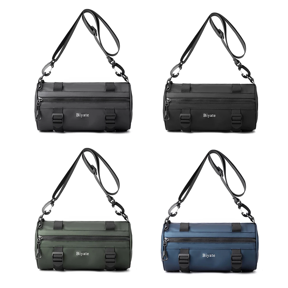 

Nylon Male Shoulder Bag Large Capacity Cylinder Composite Shoulder Bag Waterproof Scratch Resistant for Shopping Trip