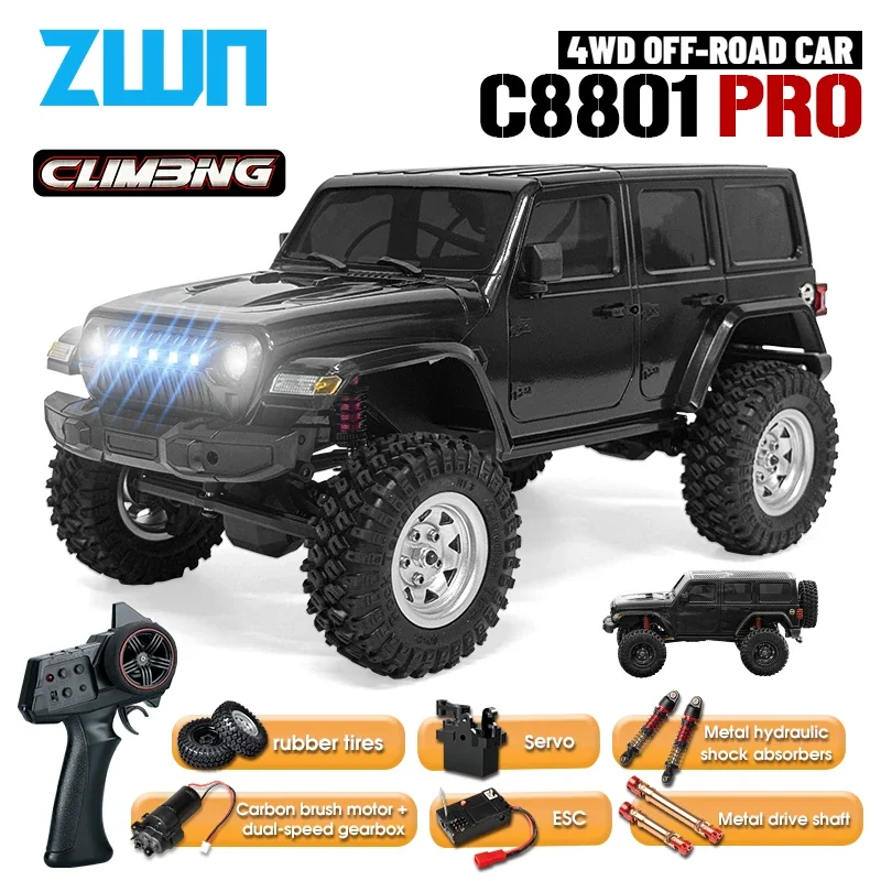 C8801 PRO/ C8801 1/18 RC Car With Light 2.4G 4WD Electric Climbing High-Speed Off-Road Vehicle Remote Control Toys For Kid Adult