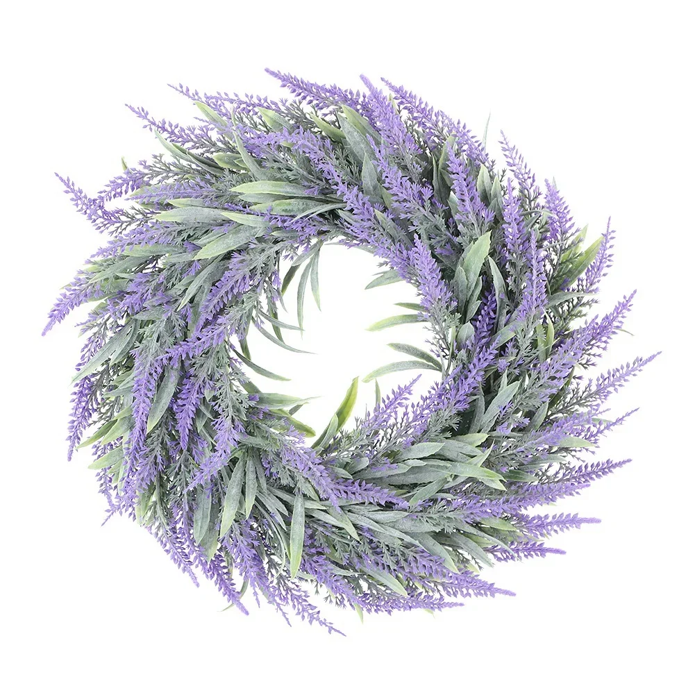 28cm Romantic Simulation Lavender Wreath Artificial Plastic Fake Flower Garland Spring Wreaths Wedding Supplies Home Decoration