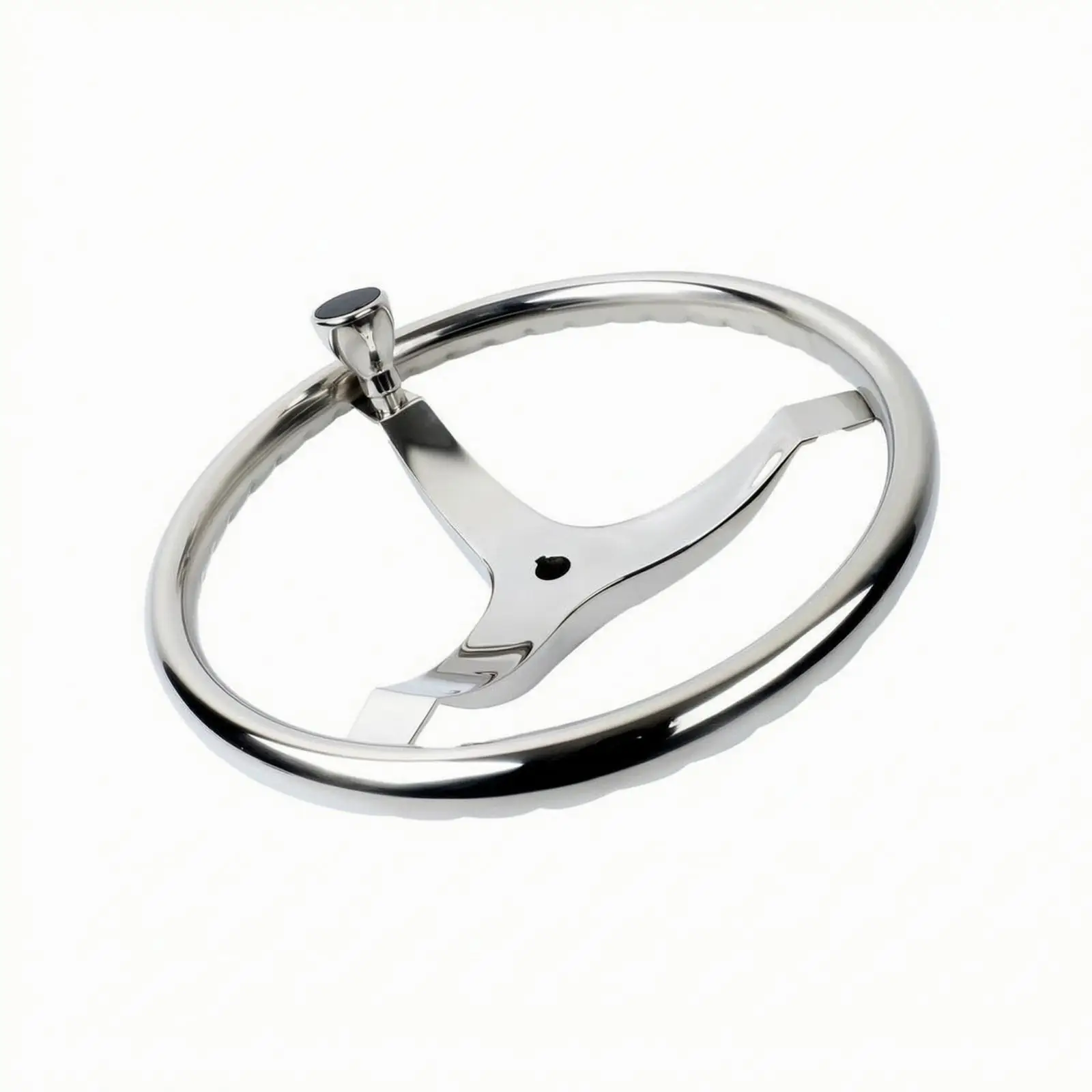 340mm Boat Steering Wheel Stainless Steel with Black Knob for Yacht Ship Steering System Replacement