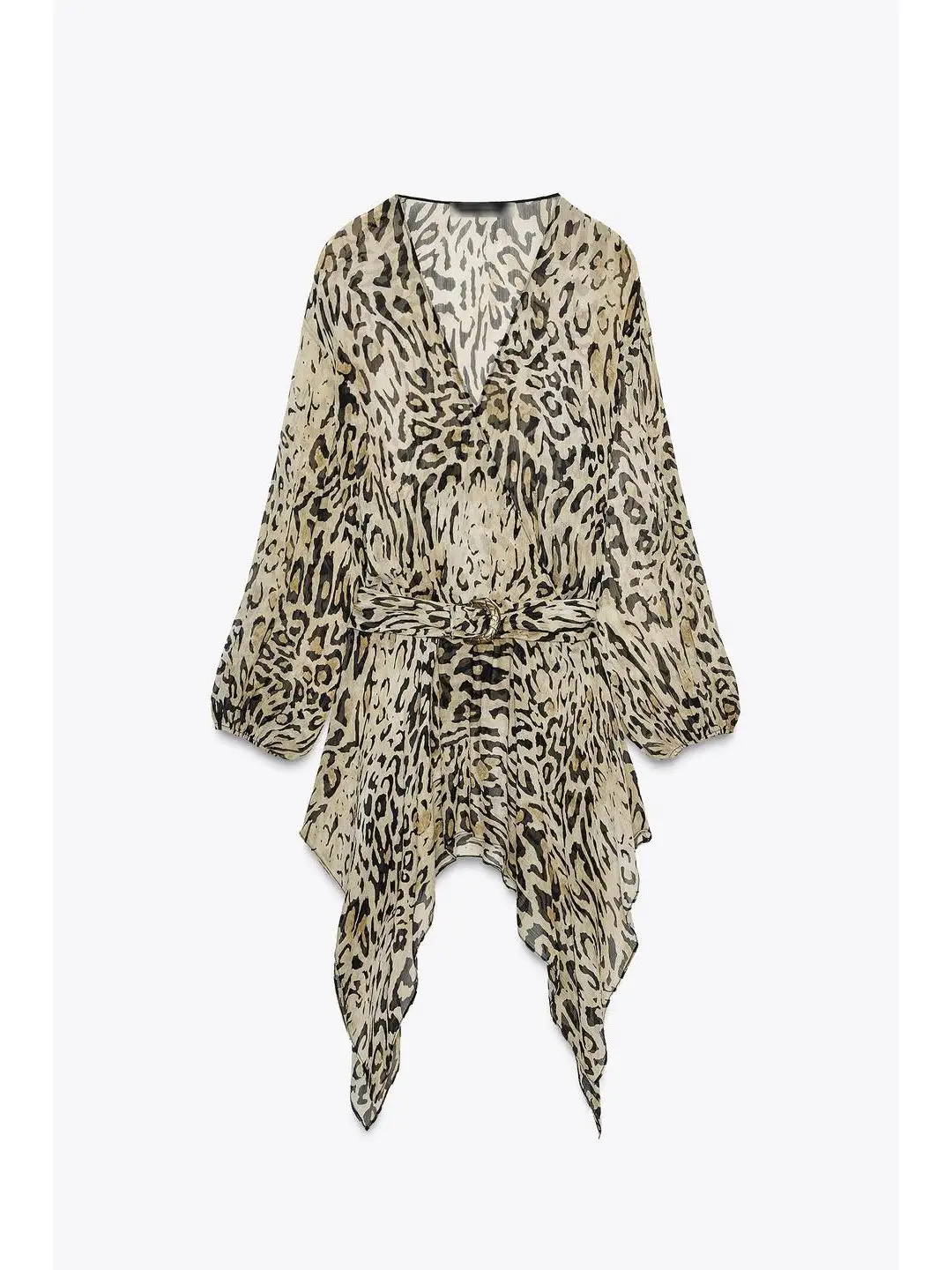 حزام خصر أزرق معدني غير متماثل على شكل حرف V مطبوع عليه حيوانات فرنسي Sle بقصة ضيقة طويلة Sve للسيدات irt حاشية غير متماثلة