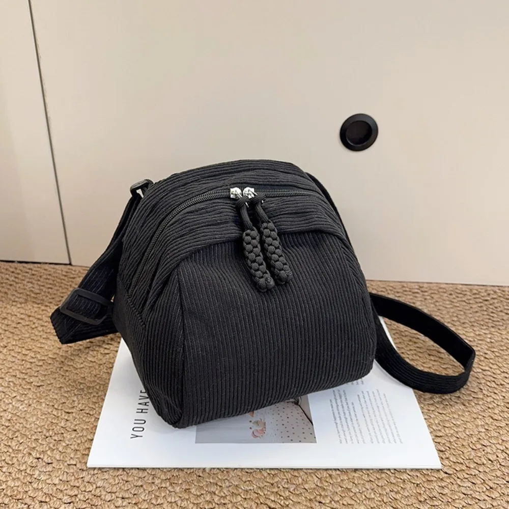 

Casual Zipper Corduroy Crossbody Bag Multi Pockets Adjustable Strap Women Bag Lightweight Mini Handbag