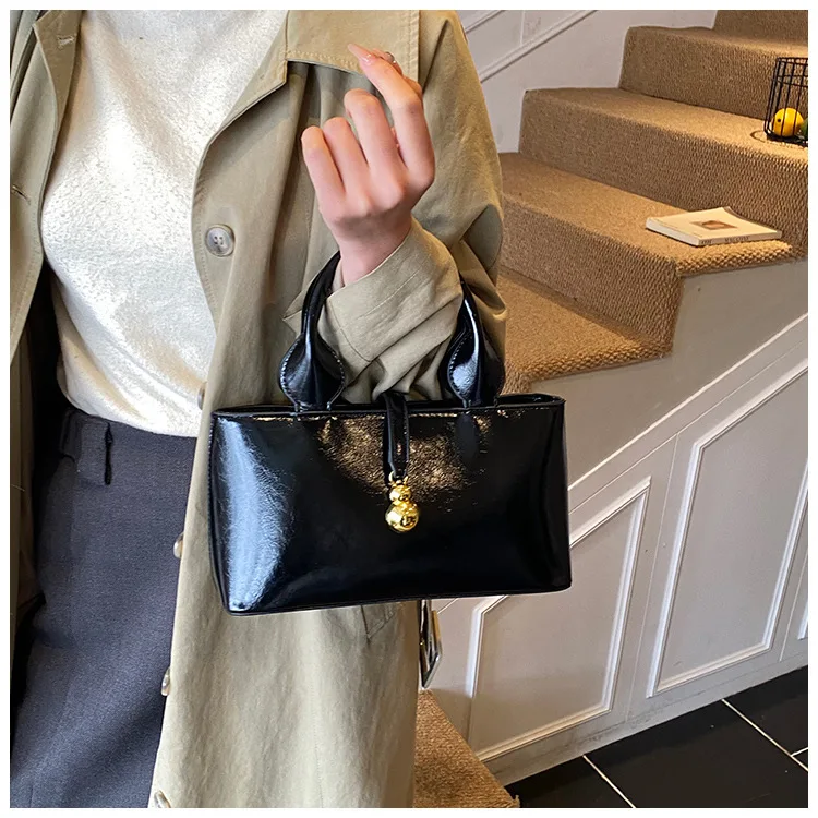 

Lustrous Shiny Bucket Bag - Large Capacity Top Handle Tote with Detachable Adjustable Strap for Multiple Carries