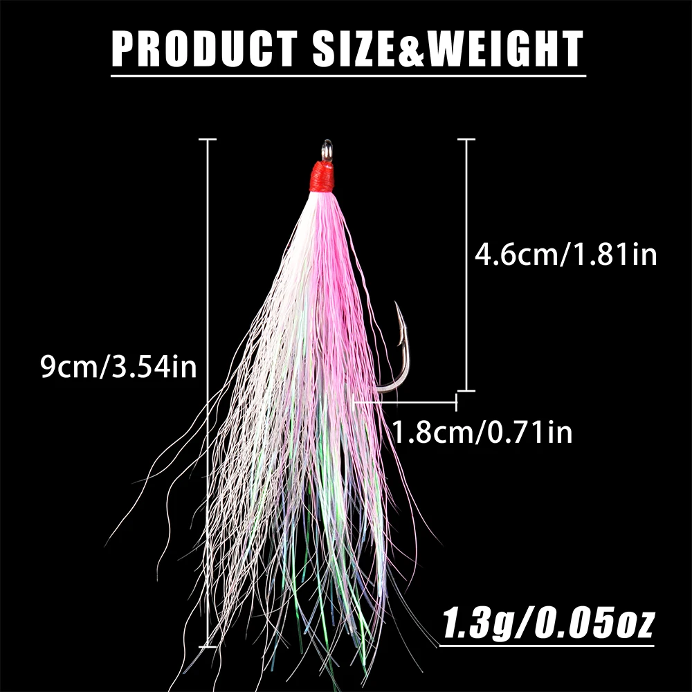 Bucktail Teasers Fishing Hook Lure Rig Saltwater Fishing jig Plugs Lures Mylar Flash Bucktail Teasers For Salmon Trout Bass