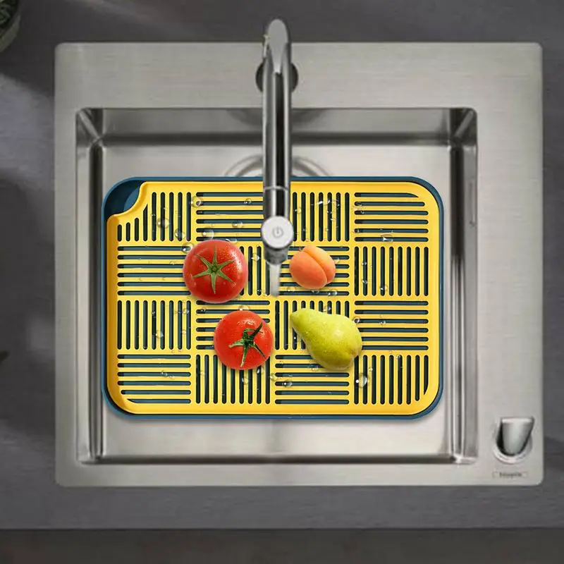 

Поднос для сушки посуды, 2-х уровневая нескользящая сушилка для сервировки посуды, сливные доски с полым дизайном для кухонной стойки, прочная сушилка чашек