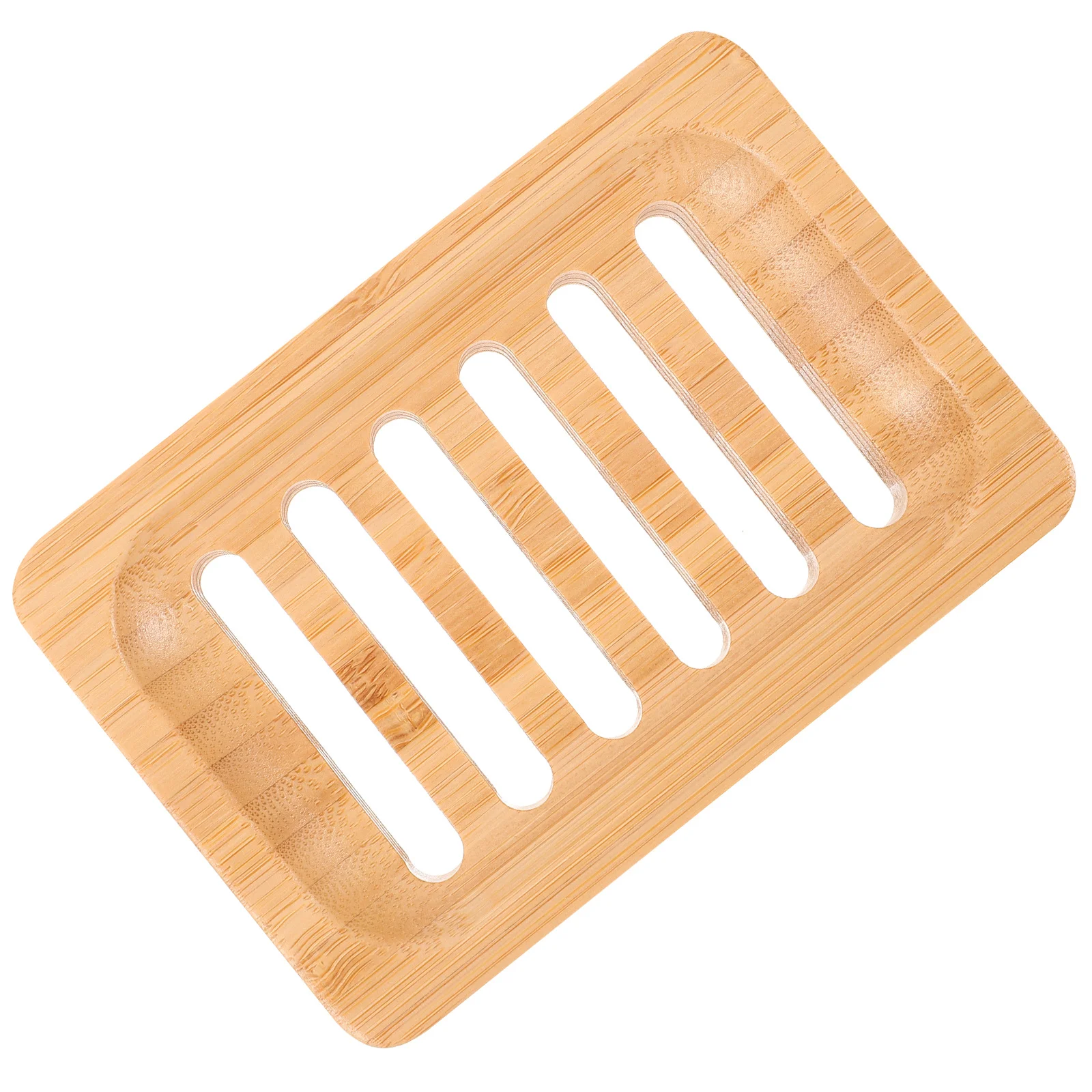 

1pc Bamboo With Drain Draining Soap Tray Design Bar Soap Holder For Bathroom Kitchen Sink Shower Storage Rack