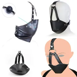 Faux Leather Belt Mask Mouth Gag BDSM Bondage Cosplay Head Harness Restraint Roleplay Game Muzzle Gag Adult Sex Toys for Couple