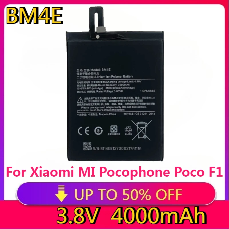 

New High Quality Replaceable Replacement Battery BM4E for Xiaomi MI Pocophone Poco F1 Battery Phone Battery 4000mAh