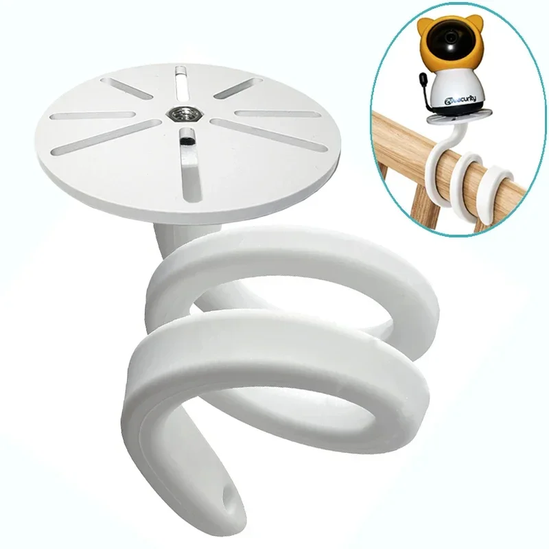 Flexible Baby Monitor Holder Baby Camera Mount for Crib Bending Winding IP Camera Stand Camera Shelf with Round Plate Hole-free