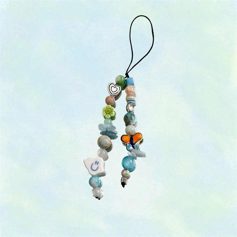 Llavero de cuentas Kawaii para teléfono, colgante de dibujos animados de Anime, para iP 11, libros, cámara, Airpods, bolsa de ropa, Ins, corea, personalizado