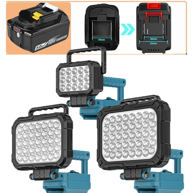 Lampe de travail LED lanterne pour Makita 18V Li-ion batterie lampe de secours lampe de poche torche projecteur avec double USB éclairage de Camping