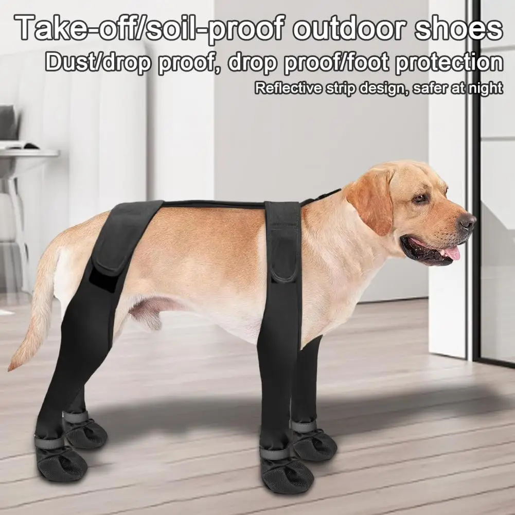 Suspender Boots for Dogs Anti-Slip Fall Waterproof Dog Shoes Leggings Adjustable Suspender Boots for Dogs Winter Snow Rain Hikin