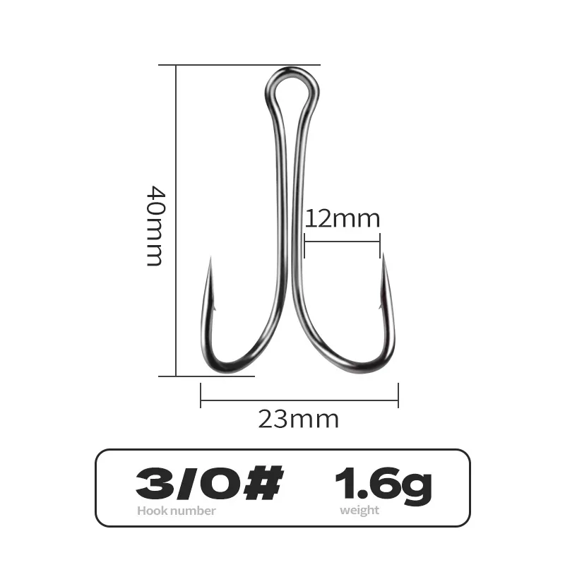 Angel-Doppelhaken, Hühnerklauenform-Haken aus Kohlenstoffstahl, Froschköder, Angelhaken, U-Form mit Widerhaken, Lot 10 Stück im Angebot – Detail 10
