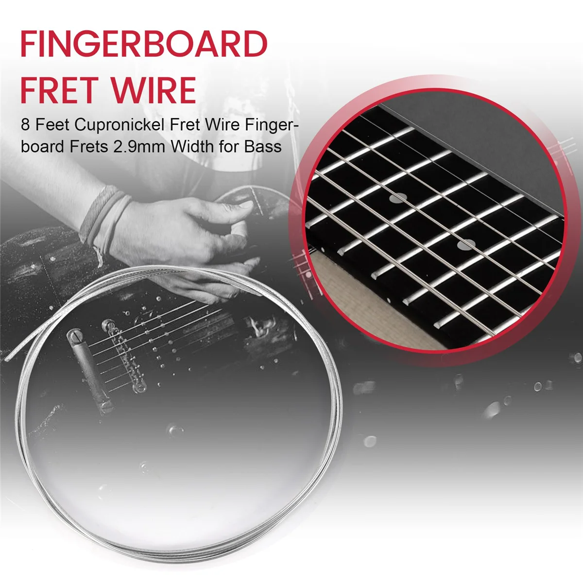 베이스용 황동 프렛 와이어 지판 프렛, 8 피트, 2.9mm 너비