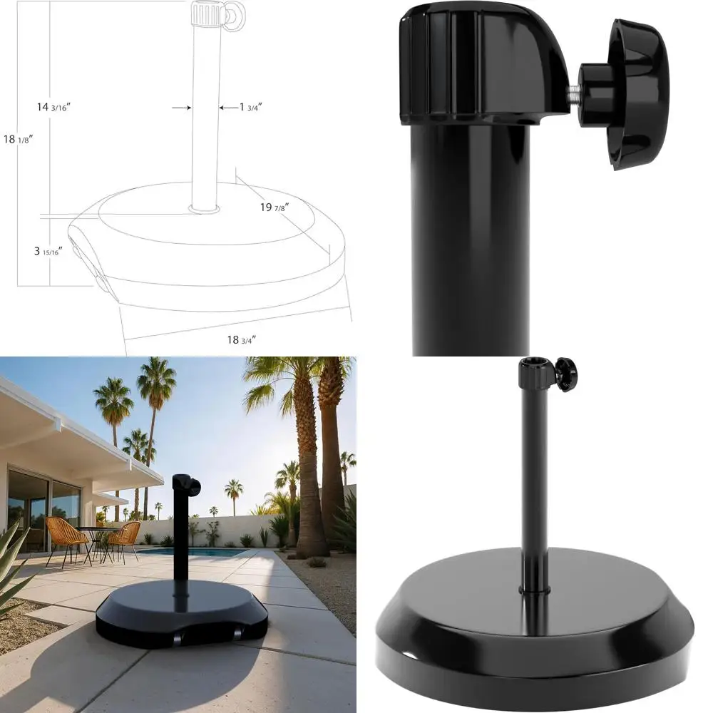

Основание для зонта из бетона премиум-класса, 75 фунтов, для столбов диаметром 1,5 дюйма, черное