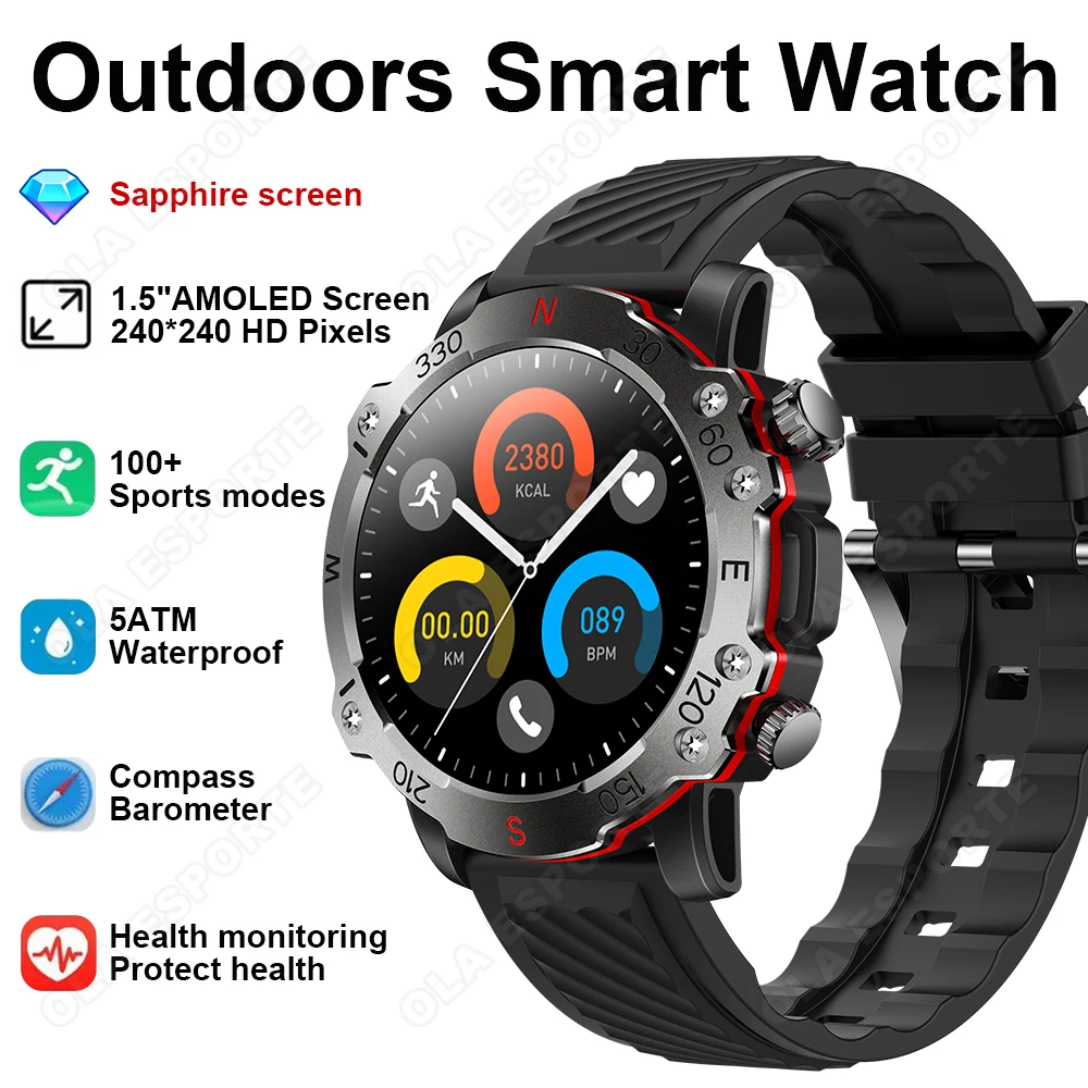 

New Smart Watch 300mAh Battery Bluetooth Call Lnformation Reminder Sleep Monitoring Sports Smartwatch 100+Sports Modes Pedometer