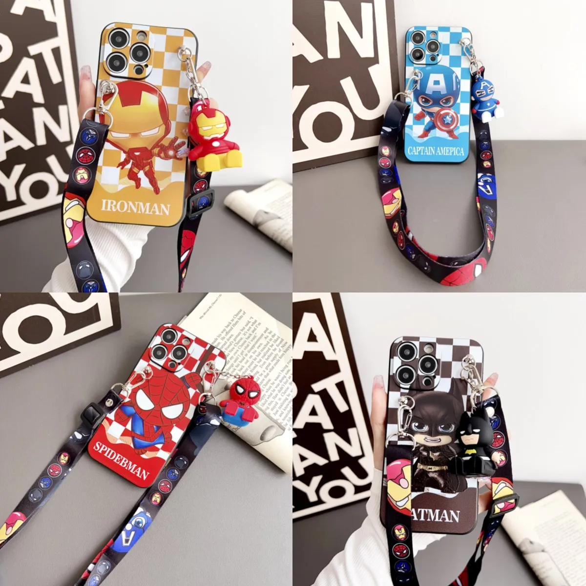 Spider Man Case With Holder Rope For Xiaomi Redmi 8 9 9A 9T 9C 10 10A 10C 12C A1 Note 7 8 9 9s 10 11 12 s Pro