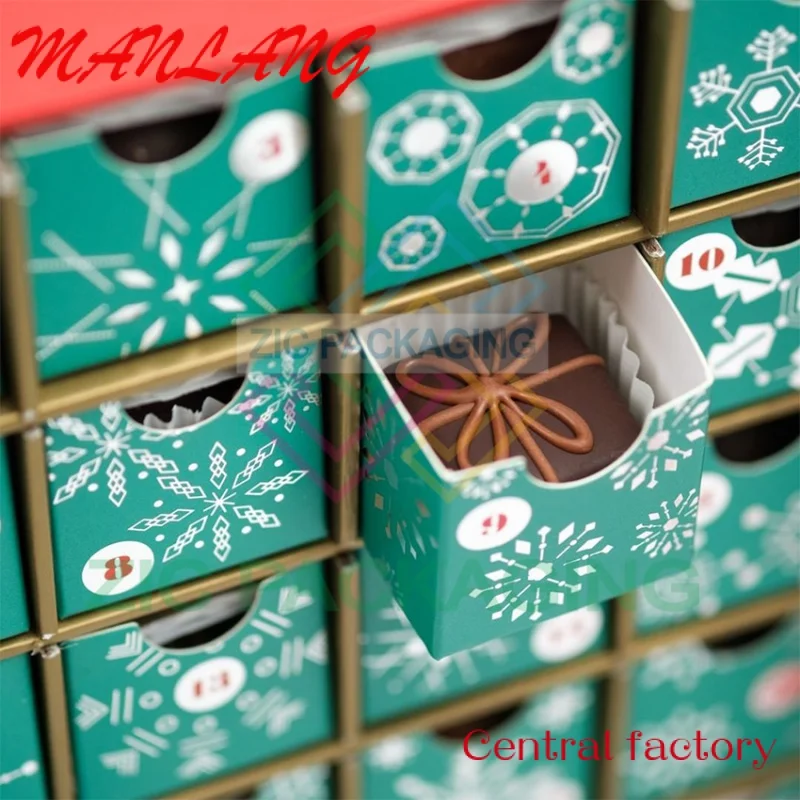 Custom  Hot Selling Printing Cardboard Display Chocolate Truffle Advent Calendar Carton Packaging Box Gift Box