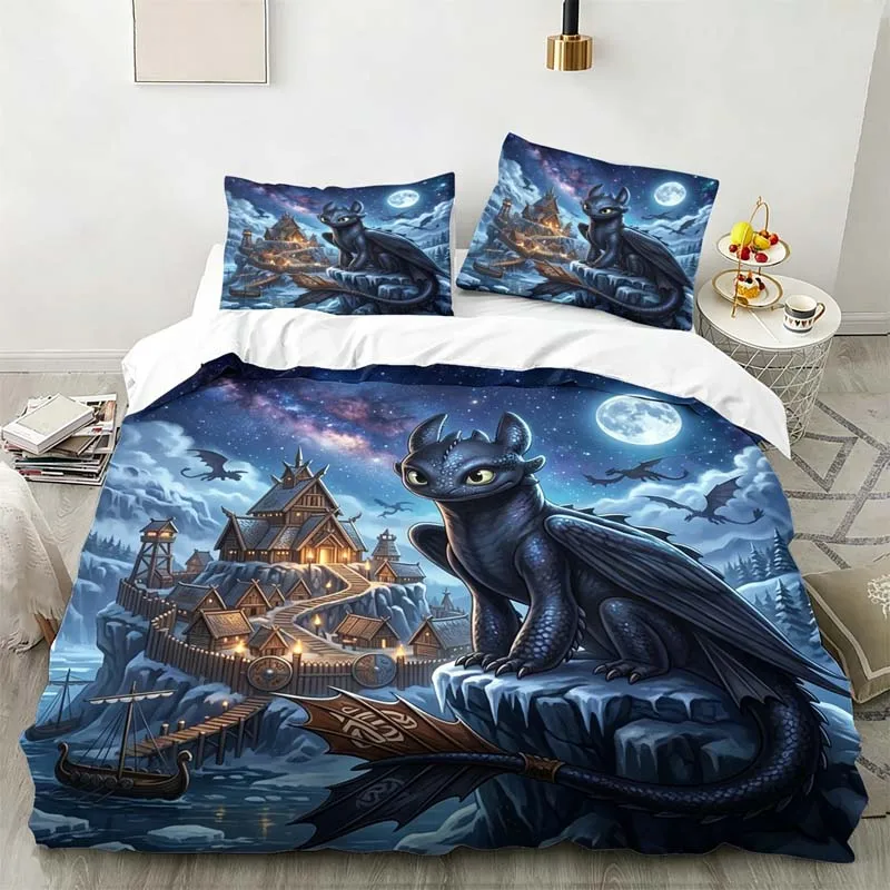 Cartoon T-Toothless Bedding Sets Exquisite Bed Supplies Set Your Dragon Duvet Cover Bed Comforter Set Bedding Set Birthday Gift