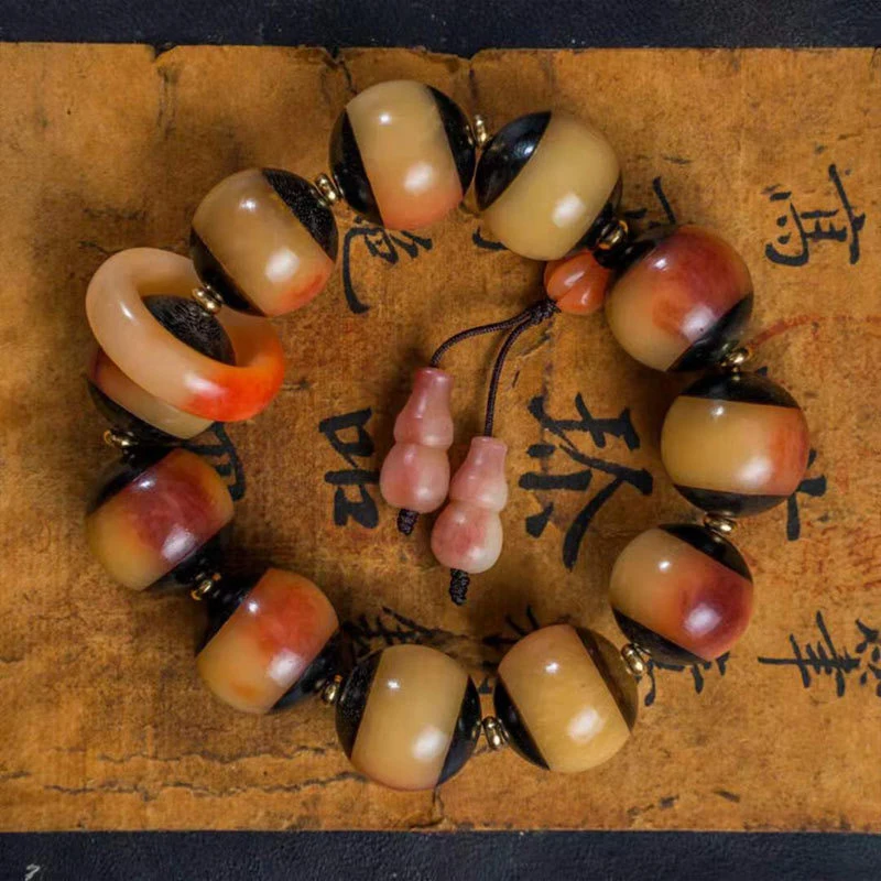 camel personalized bracelet soybean bead spacer men's Buddhist prayer beads large cat bone