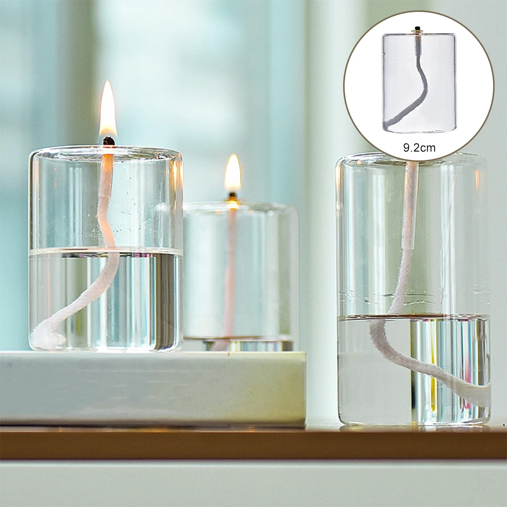 Refillable Glass Oil Candle Oil Lamp Candle Holders Tea Light Candlestick for Bedroom Wedding Dining Party Holiday Decoration