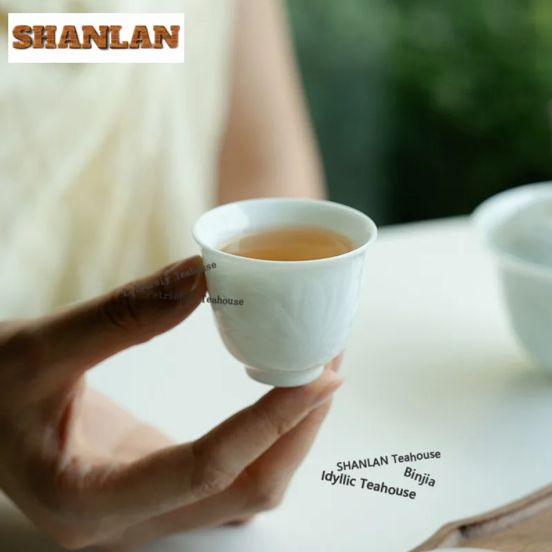 2pc/lot Ding Kiln Yellow Magnolia Teacup Tea Bowl Water Jug Tea-tasting Fragrance Cup Jianzhan Master Cup For Tea Supplies 35ml