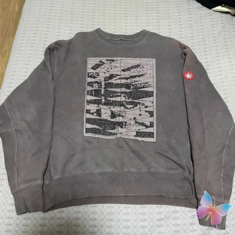 Harajuku Street CAVEMPT Sweatshirts Striped Grid Abstract Print Loose Round Neck Sweatshirt Casual Men Women Pullover CE Tops