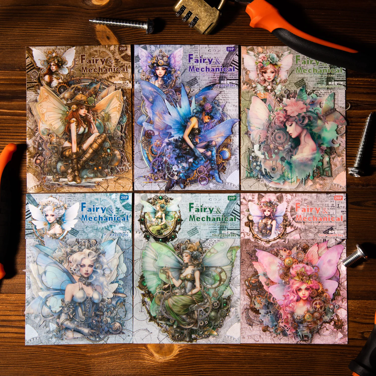 20 Pcs/pack Mechanical Elf Series Decorative Sticker Retro Border Collage Scrapbooking Label Diy Diary Album Journal Planner