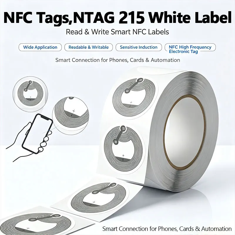NFC Chip Sticker NTAG215 Electronic Tag Quick Commands Music Wall Auto Play Tap to Play