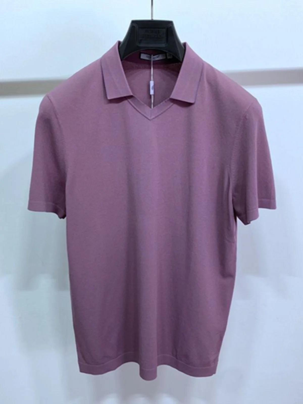 

Летняя тонкая футболка из эластичной трикотажной ткани с отложным воротником, фиолетовая, мужская, повседневная, городская, стильная