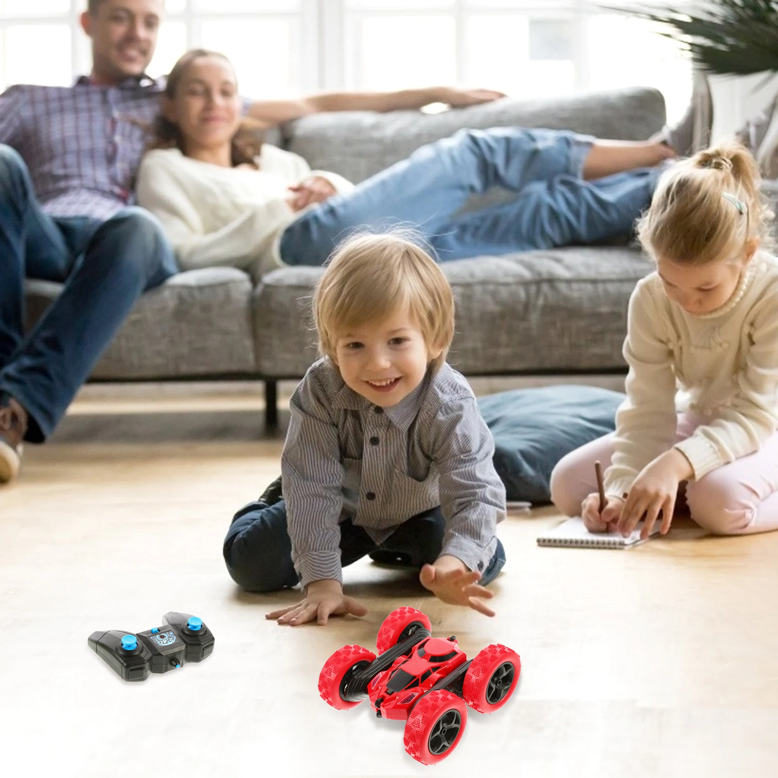

Car Double-sided Gesture Sensing Rc Cars Chargeable Rotating Red Toy Toys Child