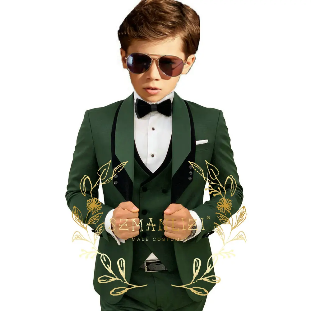 Formal White Boys Formal Suits Clothing Set Kids Coat Vest Pants Wedding Tuxedo Suit Children Blazer Party Costume